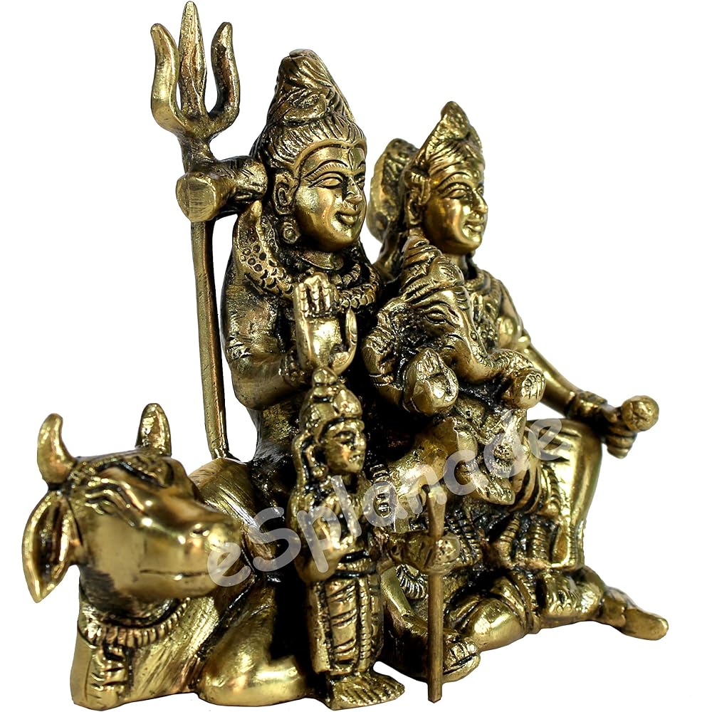 StonKraft Marble Shiva Lingam Shiv Lin Idol Murti Statue Adiyoji (Shiva Family)