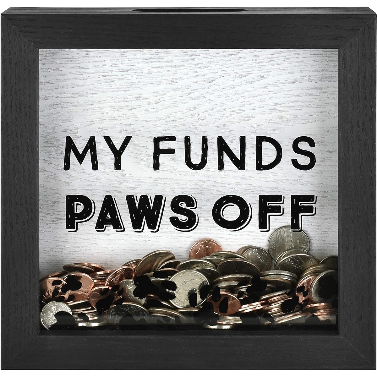 MCS Paws Off Fund Bank Shadow Box Black Wood Grain
