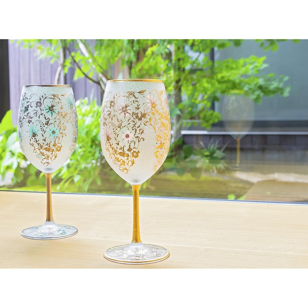 ADERIA El Dorado Arabesque Gold Wine Glass 540ml Made in Japan Presentation Box Stylish Red Sake Cup White Retirement Retirement 60th Birthday Father's Day Mother's Day Present Gift Wedding Gift Birthday Respect for the Aged Day Home Use 6525