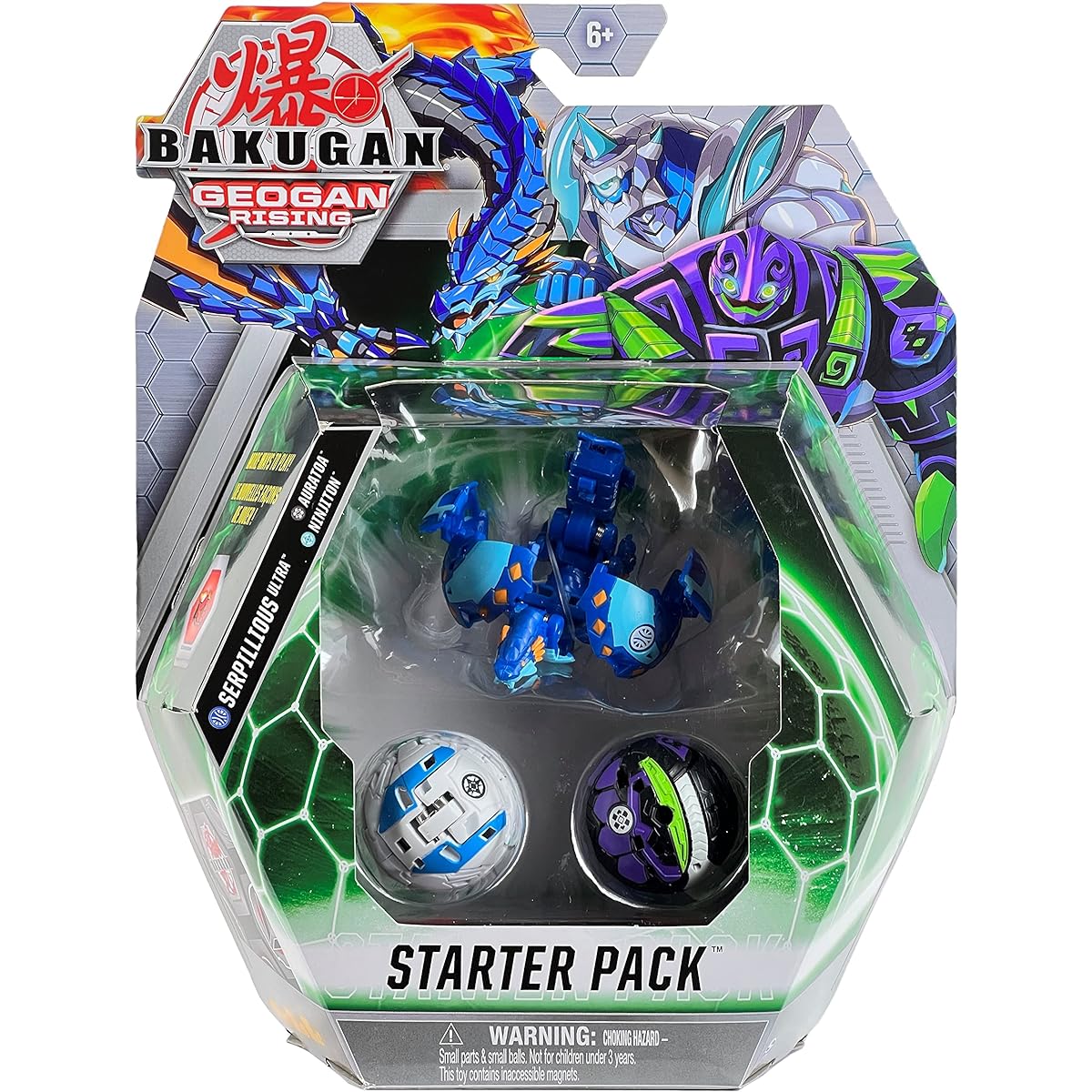 Bakugan Geogan Rising 2021 Starter Pack: AQUOS Serpillious Ultra, Darkus Auratoa, Haos Ninjiton