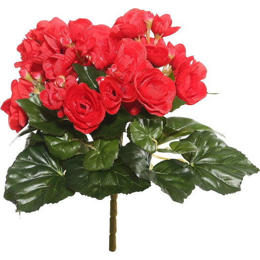 Vickerman Everyday Artificial Red Begonia Bush 9.5" Length - Premium Faux Floral Decor for Weddings and Everyday Arrangements - Maintenance Free Flowers