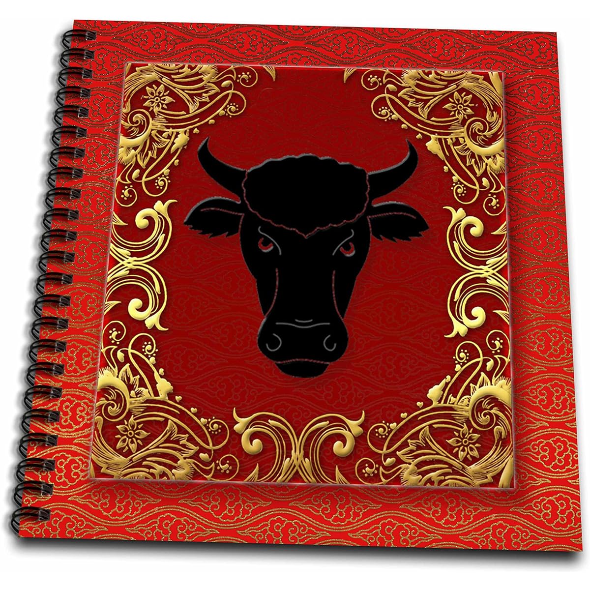 Doreen Erhardt New Year Collection - Chinese Zodiac Year of the Ox Chinese New Year Red, Gold and Black - Drawing Book 8x8 drawing book db_101854_1