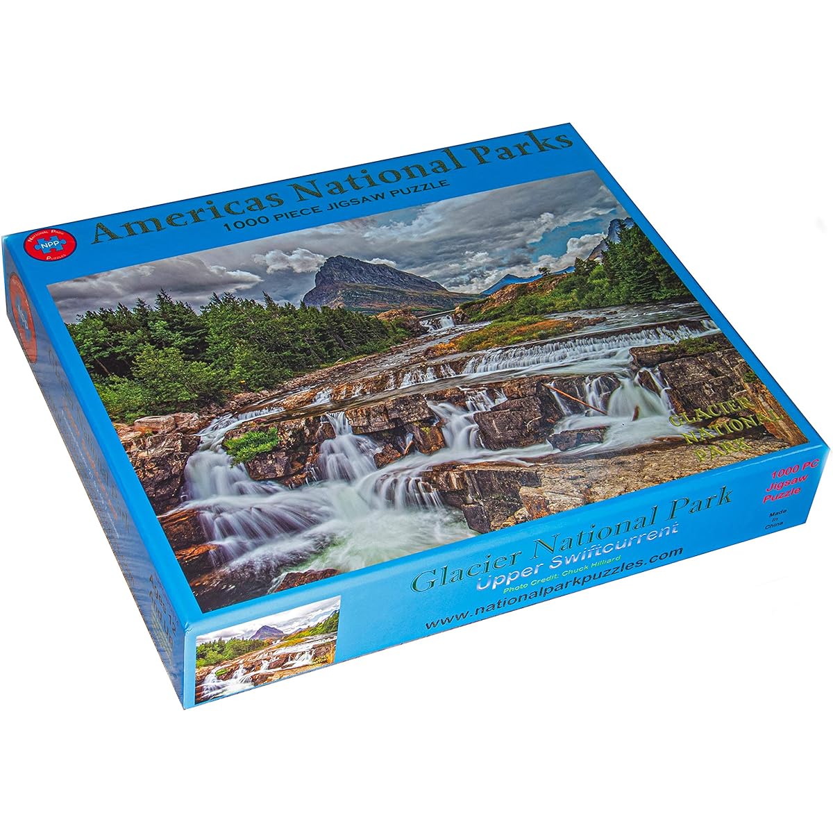 Glacier National Park Upper Swiftcurrent Falls 1000 Piece Puzzle for Adults