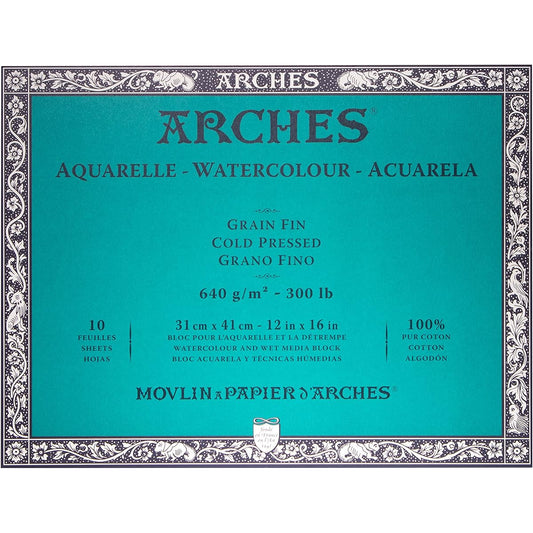 ARCHES 31 x 41 cm 640 gsm Cold pressed Watercolour Block