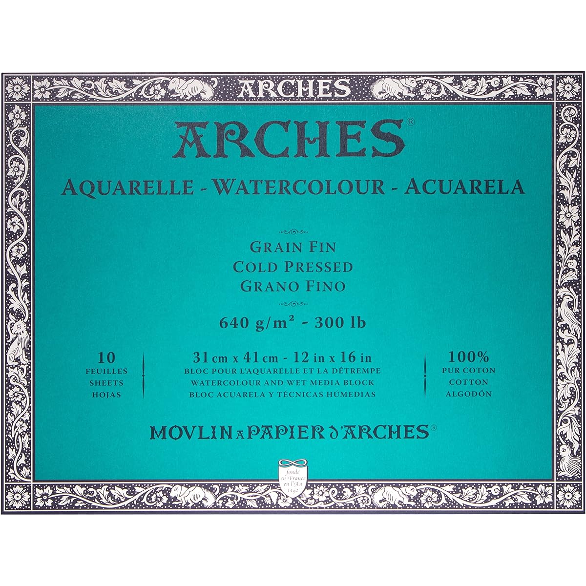 Arches Watercolor Blocks 12" x 16" 300 lb Cold Press 10 Pieces