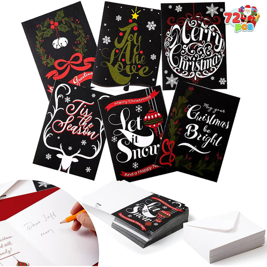 72 Christmas Greeting Cards Black