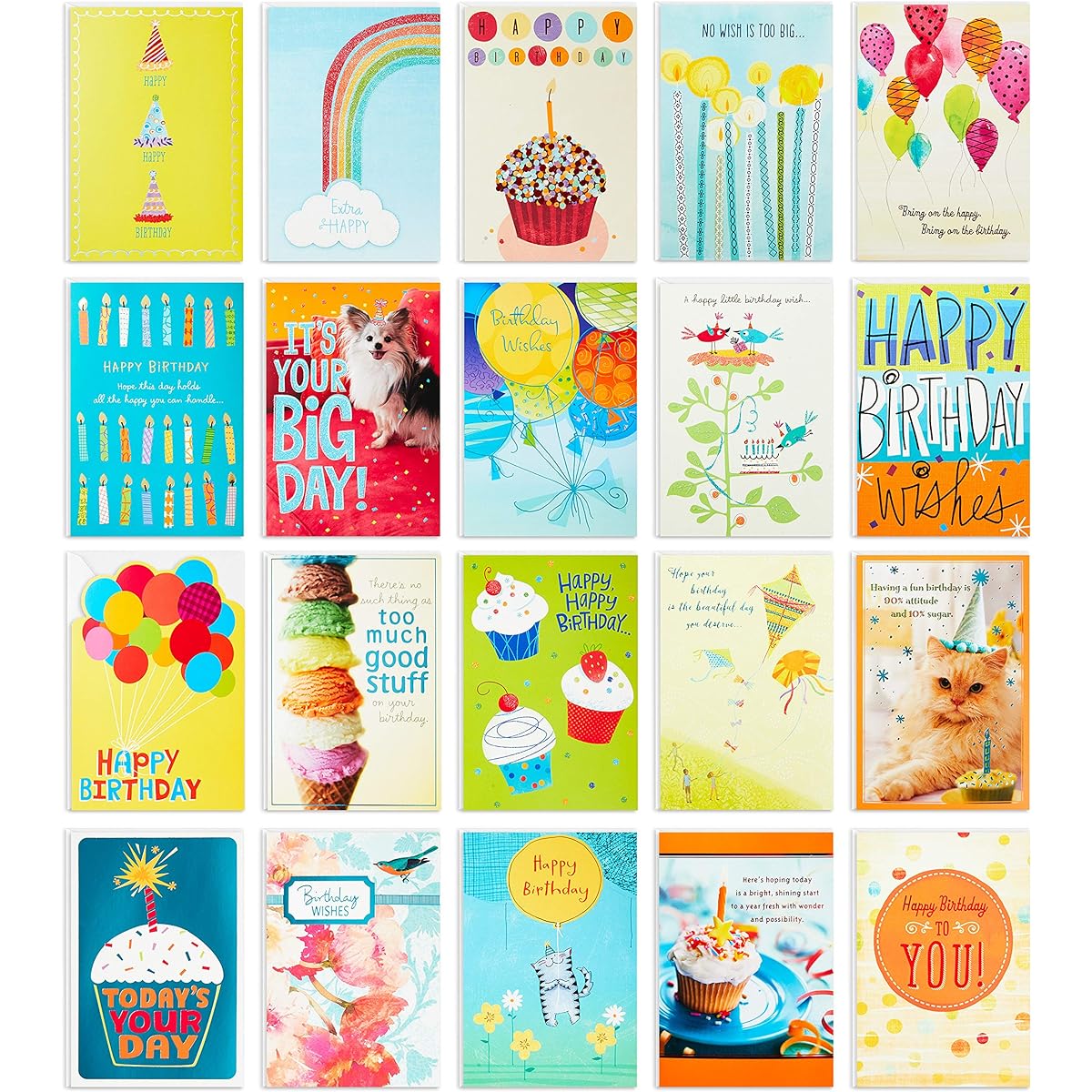 Hallmark Birthday Cards Assortment, 20 Cards with Envelopes (Refill Pack for Hallmark Card Organizer Box)