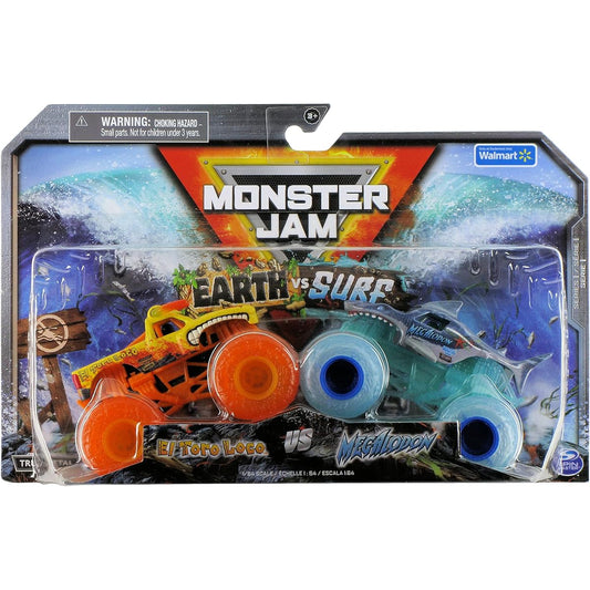 Monster Jam 2022 Earth vs Surf Series 2 Pack El Toro Loco Earth vs Megalodon Surf