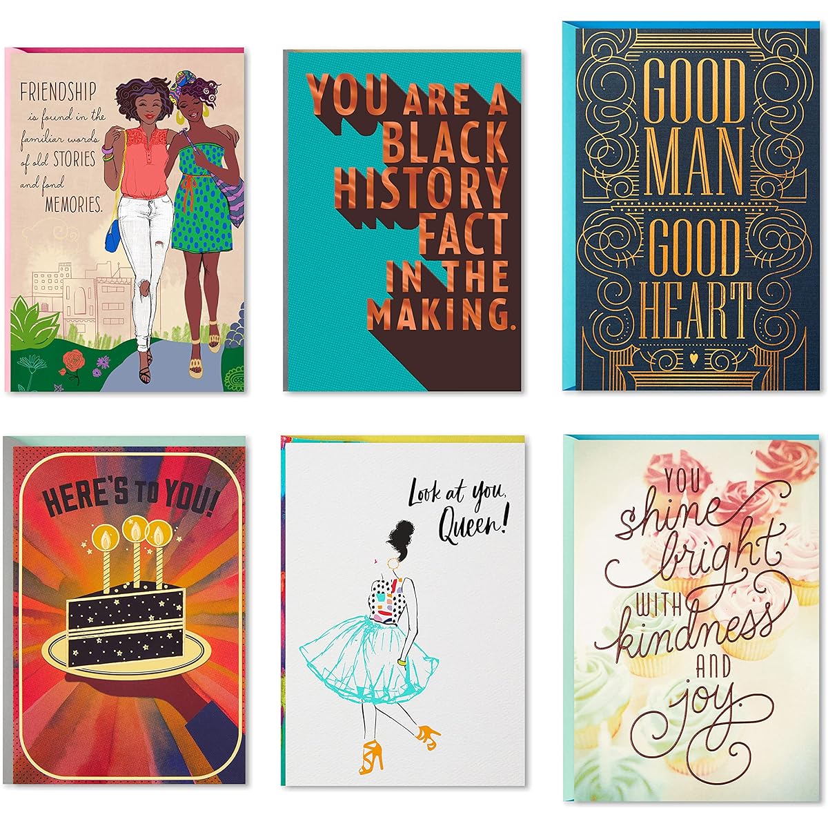 Hallmark Mahogany Birthday Card Assortment Here's to You (6 Cards with Envelopes)
