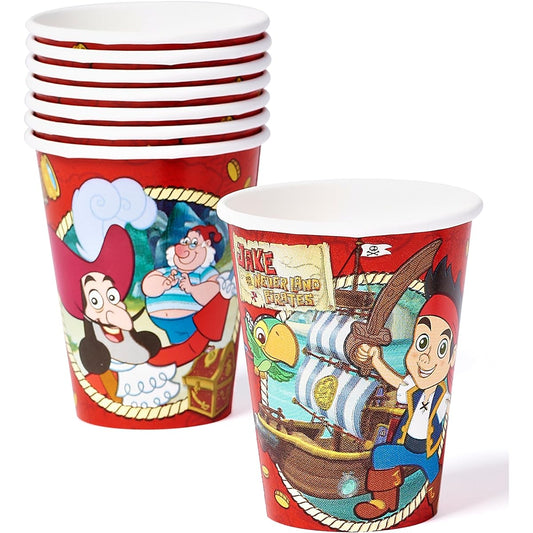 (8-Count, Paper Cups) - American Greetings Jake the Never Land Pirates 270ml Paper Party Cups, 8 Count, Party Supplies Novelty