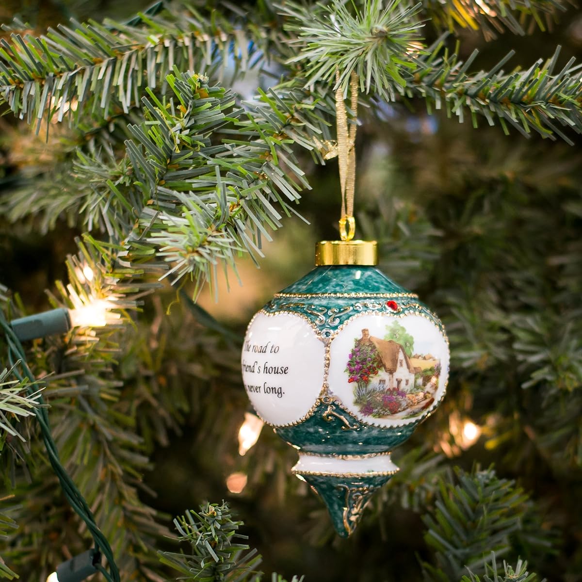 Victorian 4.5 in. Ball Christmas Ornaments 3 x 5 Green X404I