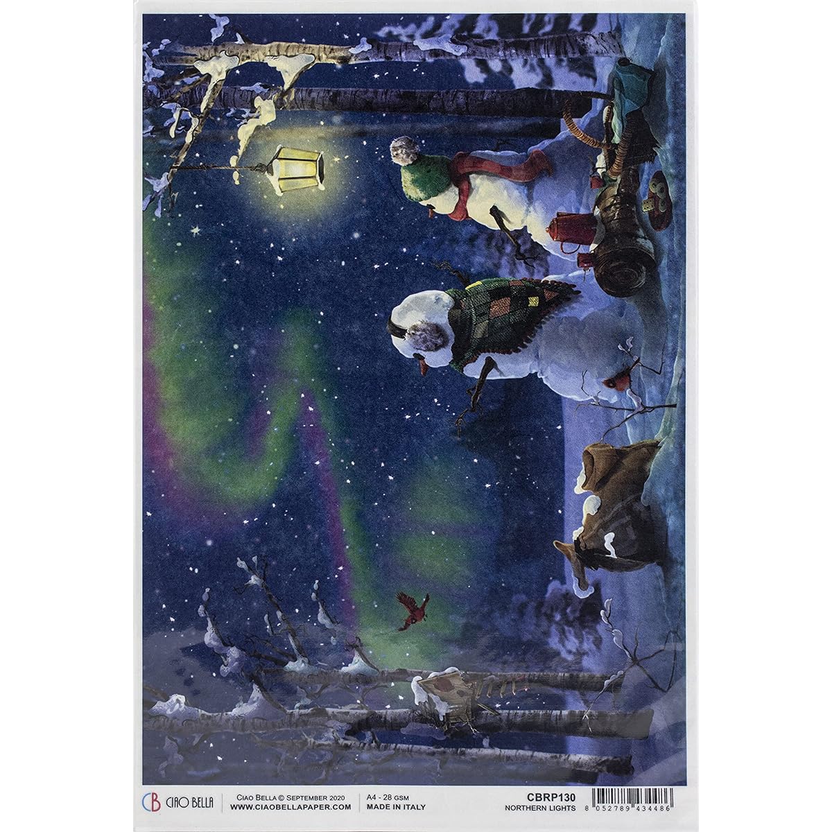 Ciao Bella Rice Paper Sheet A4 5/Pkg-Northern Lights -CBRP130