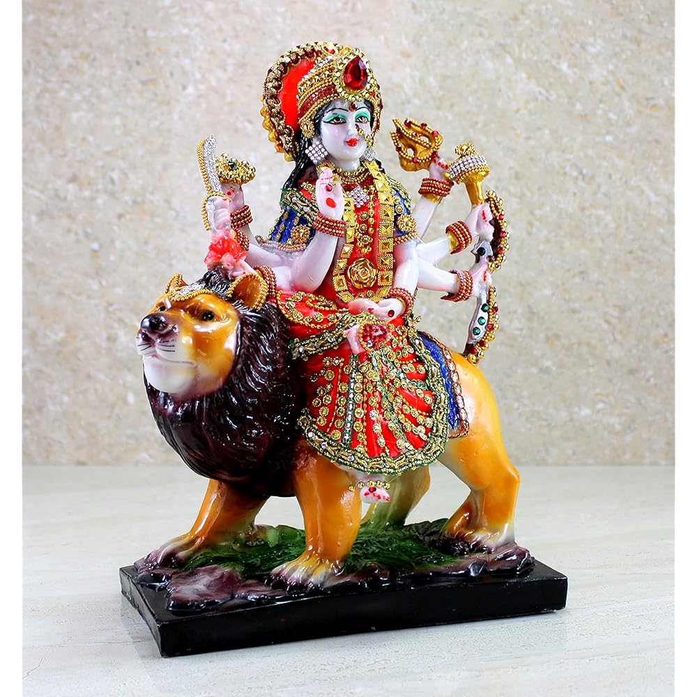 eSplanade Resin Maa Durga Mata Rani Sherawali Murti Idol Statue Sculpture 8 X 11.5 Inch