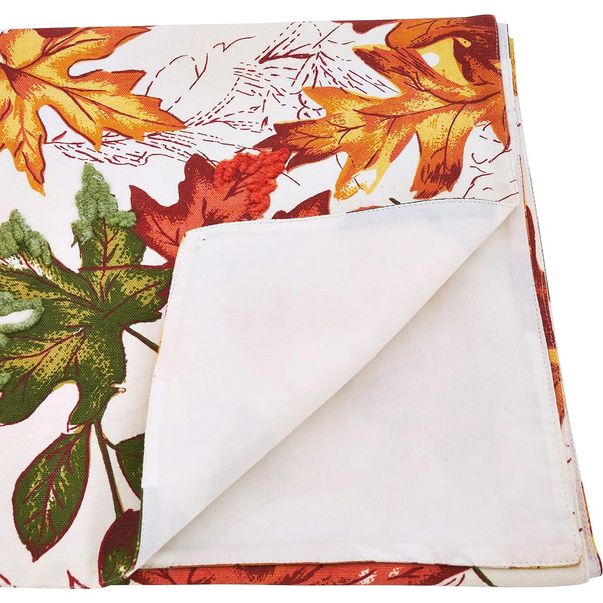 SARO LIFESTYLE L'automne Collection Embroidered Fall Leaves Table Runner 16" x 72", Multi
