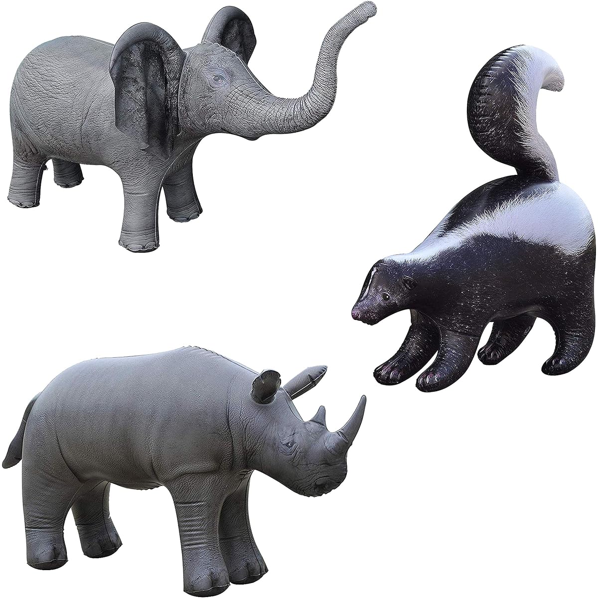 Jet Creations Safari 3 Pack Skunk Rhino Elephant Perfect Pool/Party Decorations an-SRE