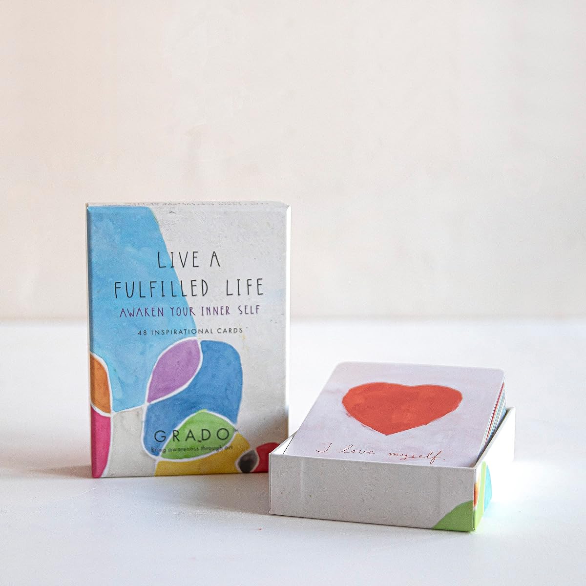 GRADO Live a fulfilled life 48 inspirational card. healthy habits. A positive reminder. Achieve your goal.