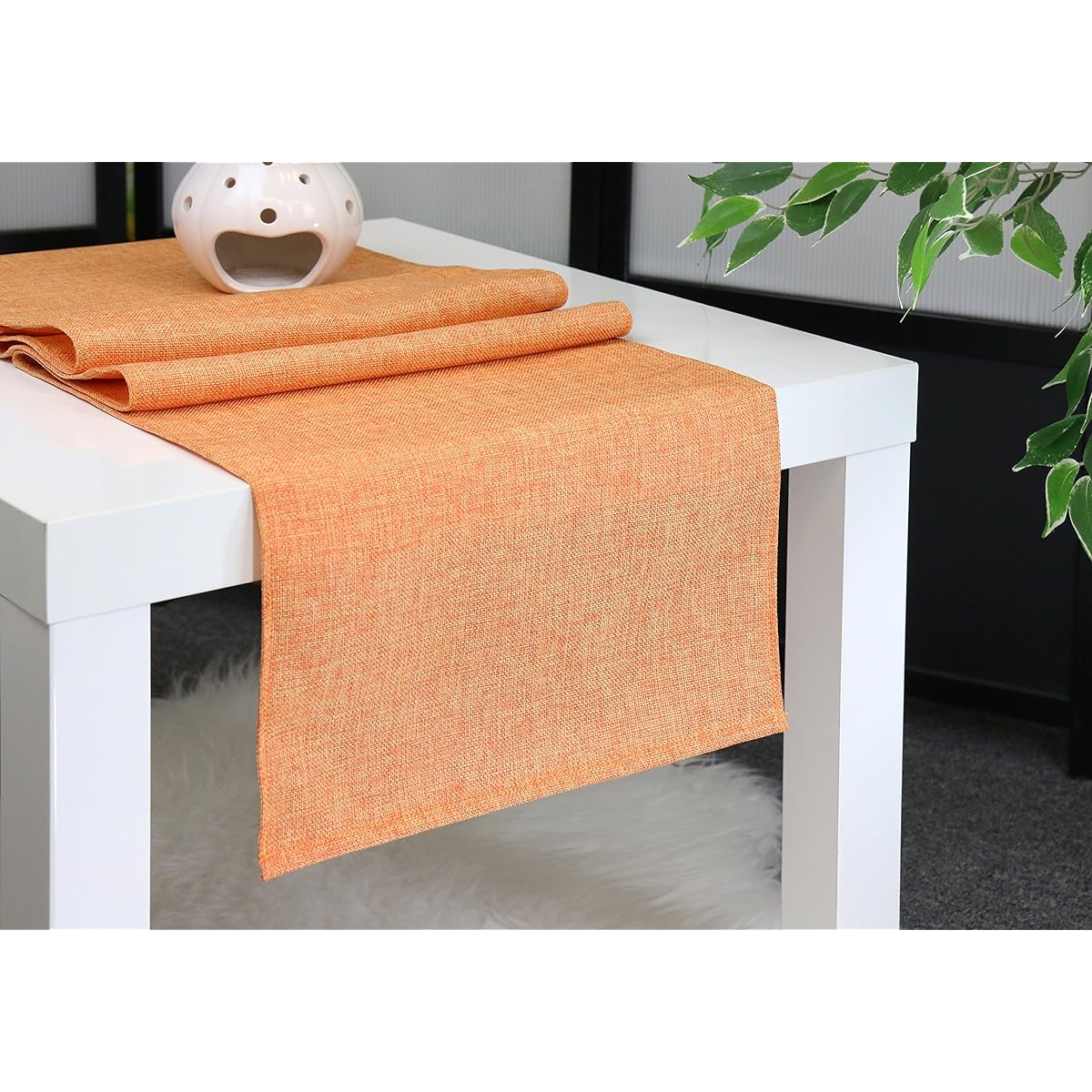 Aiking Home Natural Faux Linen Unlined Table Runner-Size 12"x62" - Perfect for Party Wedding, Baby Shower, Home Decor, Thanksgiving, Christmas and Special Events. 12"x62". Pack of 10 Orange