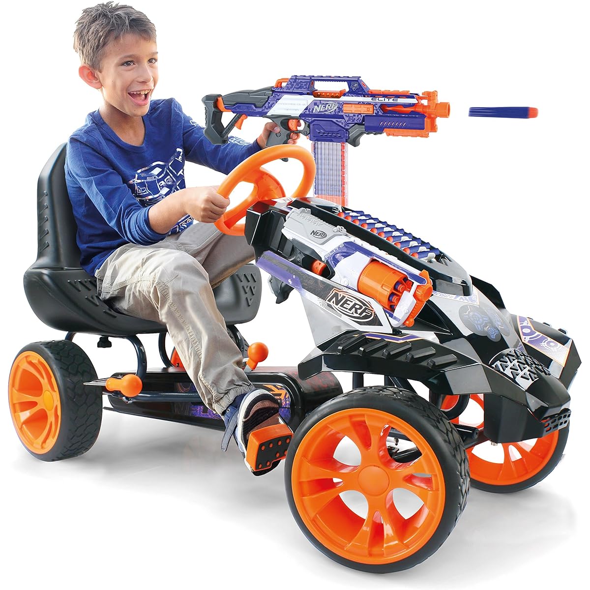 Hauck: Nerf Battle Racer Pedal Go Kart with Placeholder for Nerf Blaster, Max Weight Capacity 120 lbs, Blaster and Darts Not Included, Ages 4+