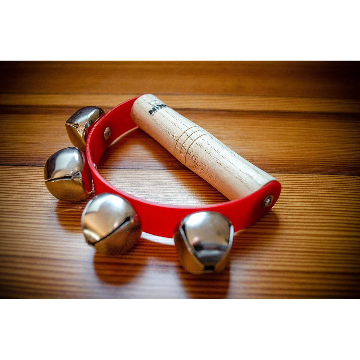 [Nino Percussion] Nino Percussion Handheld Sleigh Bells with Wooden Grip, Red NINO962 [Parallel Import]
