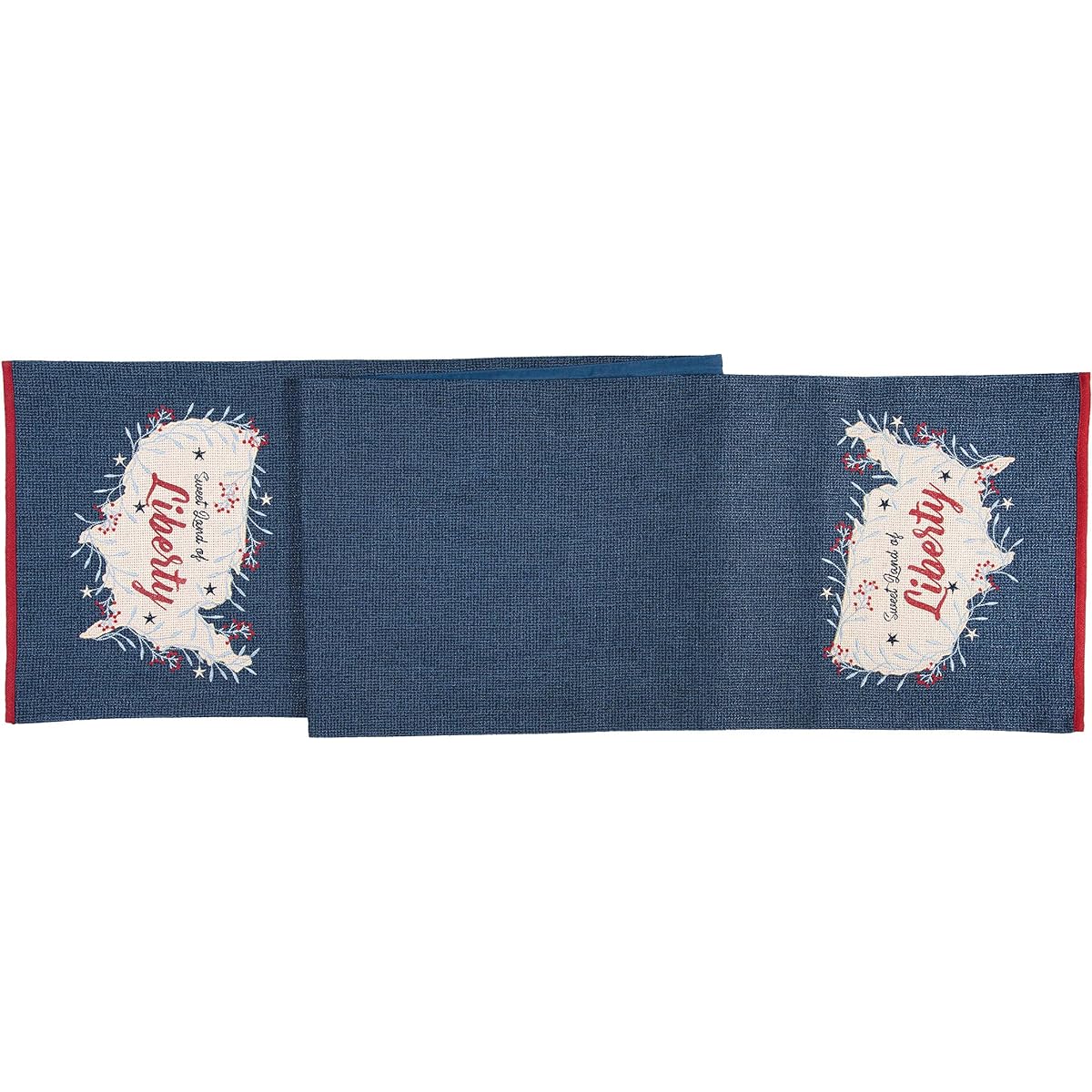 C&F Home Liberty Table Runner Blue Cotton 4th of July 13" x 72" Machine Washable Table Linen USA Independence Day Patriotic Americana 13" x 72" Blue