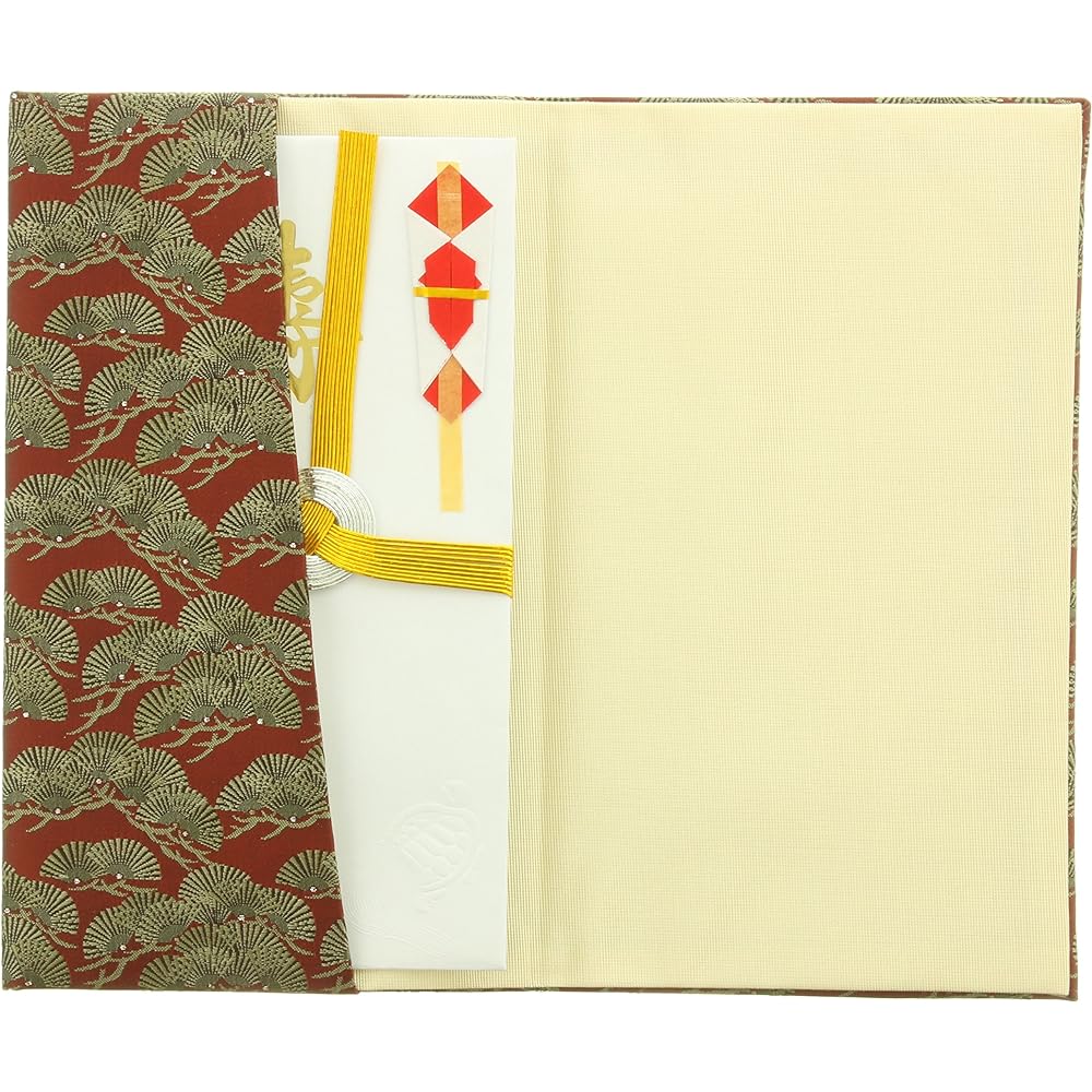 Taiko Sangyo Fukusa for Congratulations and Condolences, Vermilion, 20 x 12.5 x 0.6cm, Matsuju, Pure Silk Nishijin Ori, Kinsei Fukusa, Paulownia Box 149-1