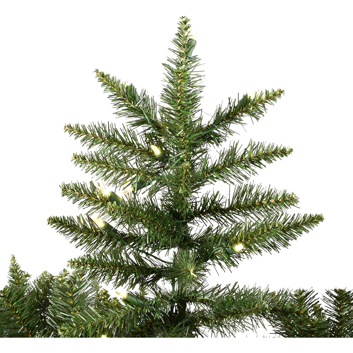 Vickerman 7.5ft Camdon Fir Slim Artificial Christmas Tree with 700 Warm White DuraLite LED Lights and 1438 PVC Chips, Seasonal Decor, Pre-Lit Christmas Tree