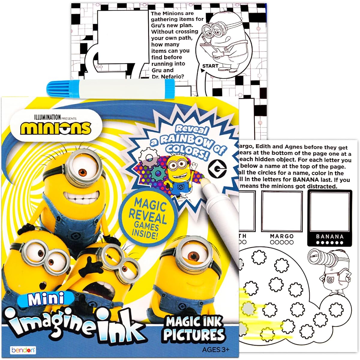 Imagine Ink No Mess Coloring Book Superset 3-Pack No Mess Magic Ink Activity Books Troll, Minion, Wreck It Ralph (Imagine Ink Coloring Book Party Supplies)