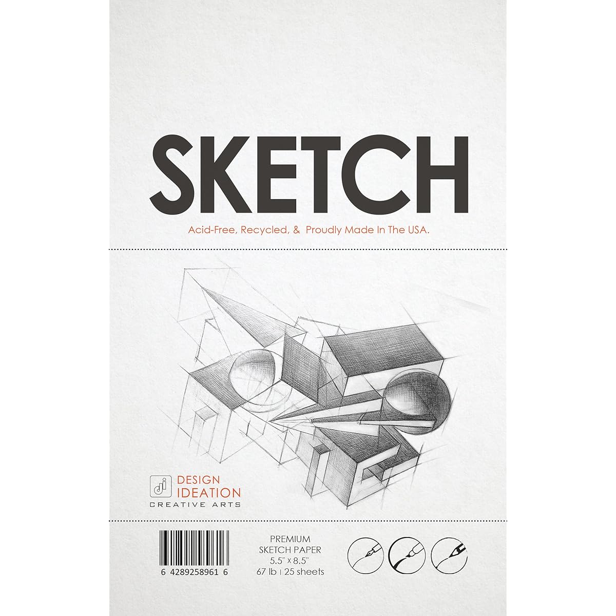 Premium Sketch Paper - Perfect for Pencil, Ink, Marker, Charcoal, Watercolor Painting Art, Design and Education - Loose Pack (25 Sheets (5.5" x 8.5")