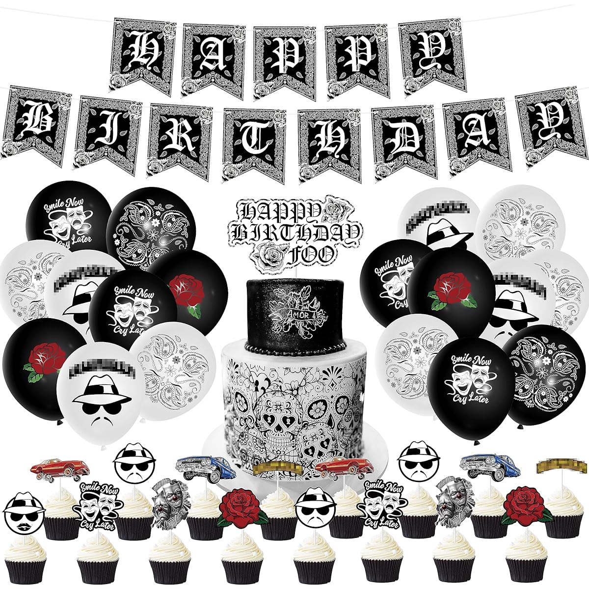 Wooden Homing Cholo Birthday Party Decorations, Early 2000s Party Kit for Teens, Old School Black Cholo Theme Balloons, Happy Birthday Banner, Cake Topper, Party Decor, Cholo Theme Party Supplies