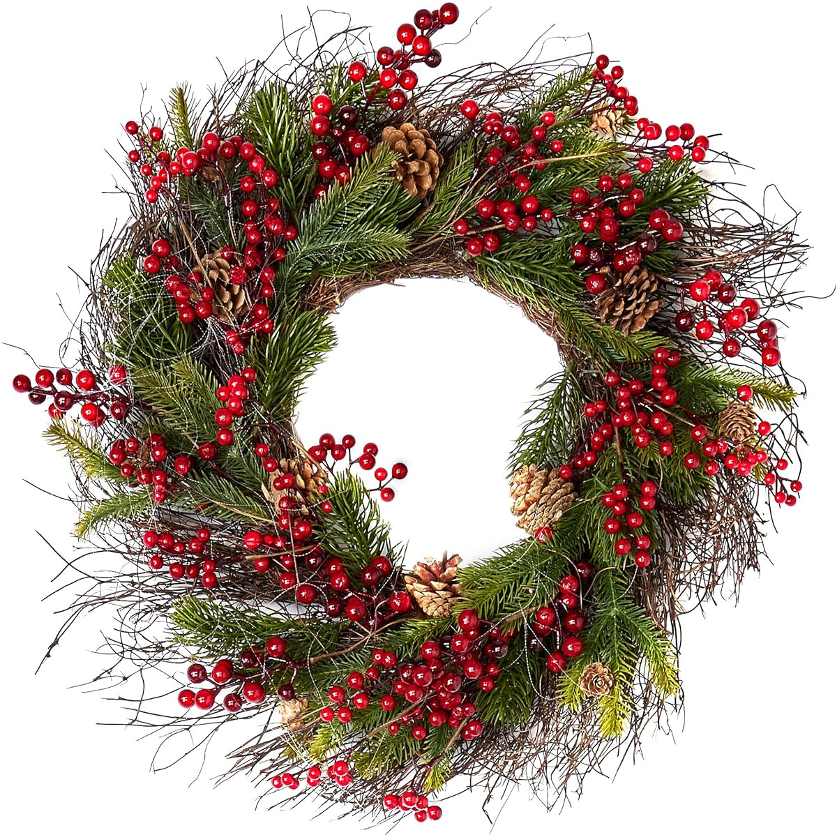 Worth Imports 25" Mixed Pine Berry Cone Wreath
