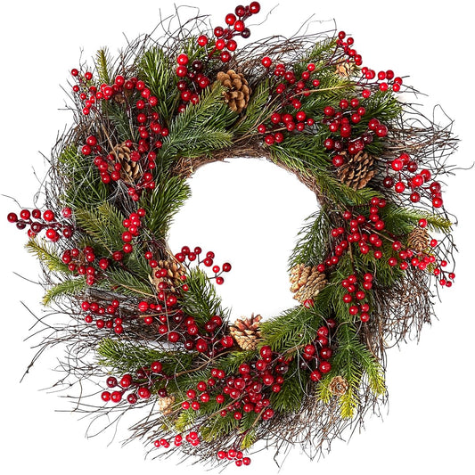 Worth Imports 25" Mixed Pine Berry Cone Wreath