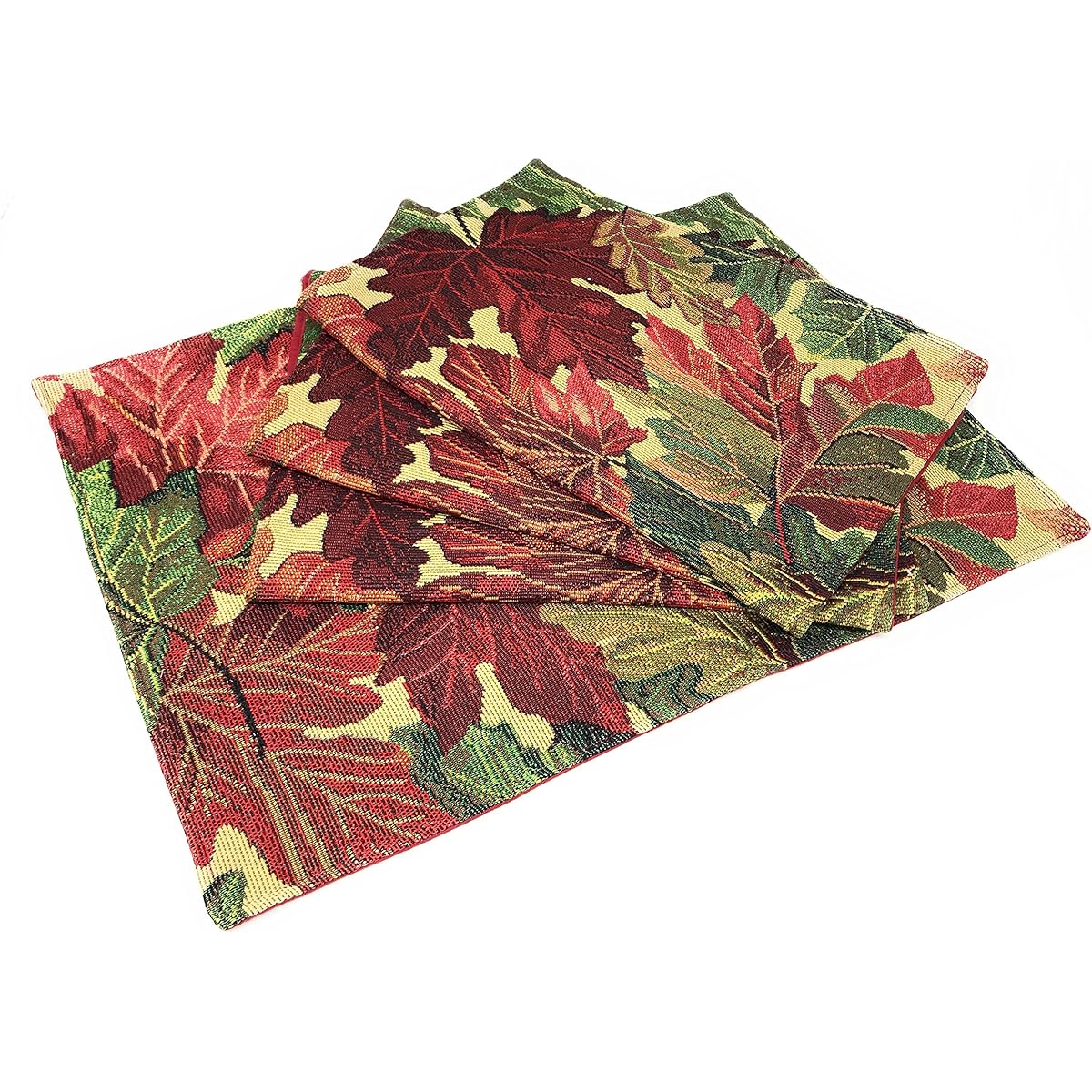 Tache Home Fashion Leaf Placemats 4 13" x 18" Orange