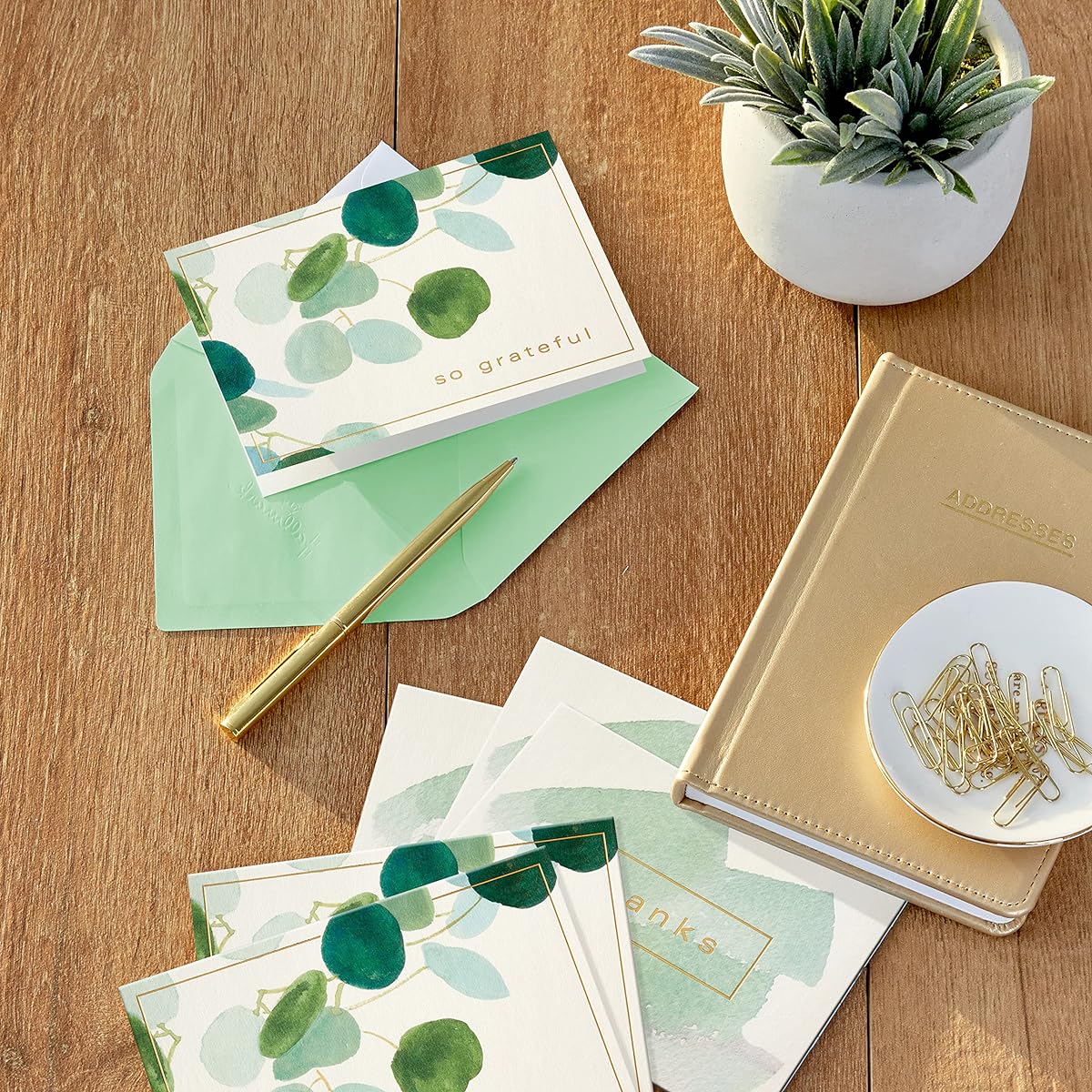 Hallmark Thank You Card Assortment, Watercolor, Green (50 Thank You Notes and Envelopes)