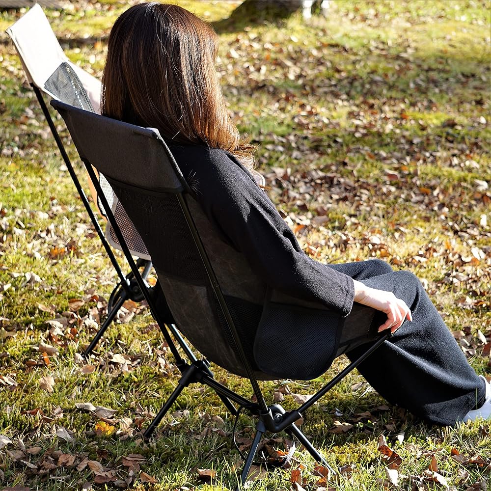 [Domestic Durability Tested] ZERO GEAR Relaxing Chair, High Back Type, Enveloping Chair, Foldable, Load Capacity 140kg, Aluminum Lightweight, Compact Chair, Storage Bag Included, Infinity Chair, Organized Chair, Folding Chair, Lightweight, Portable (Blac
