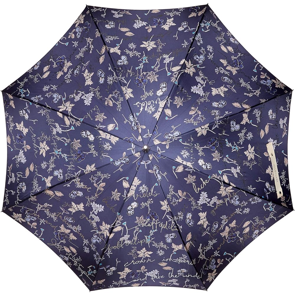[Jill Stuart] AURORA JI-11031-31 Botanical foil letter print satin long umbrella for women