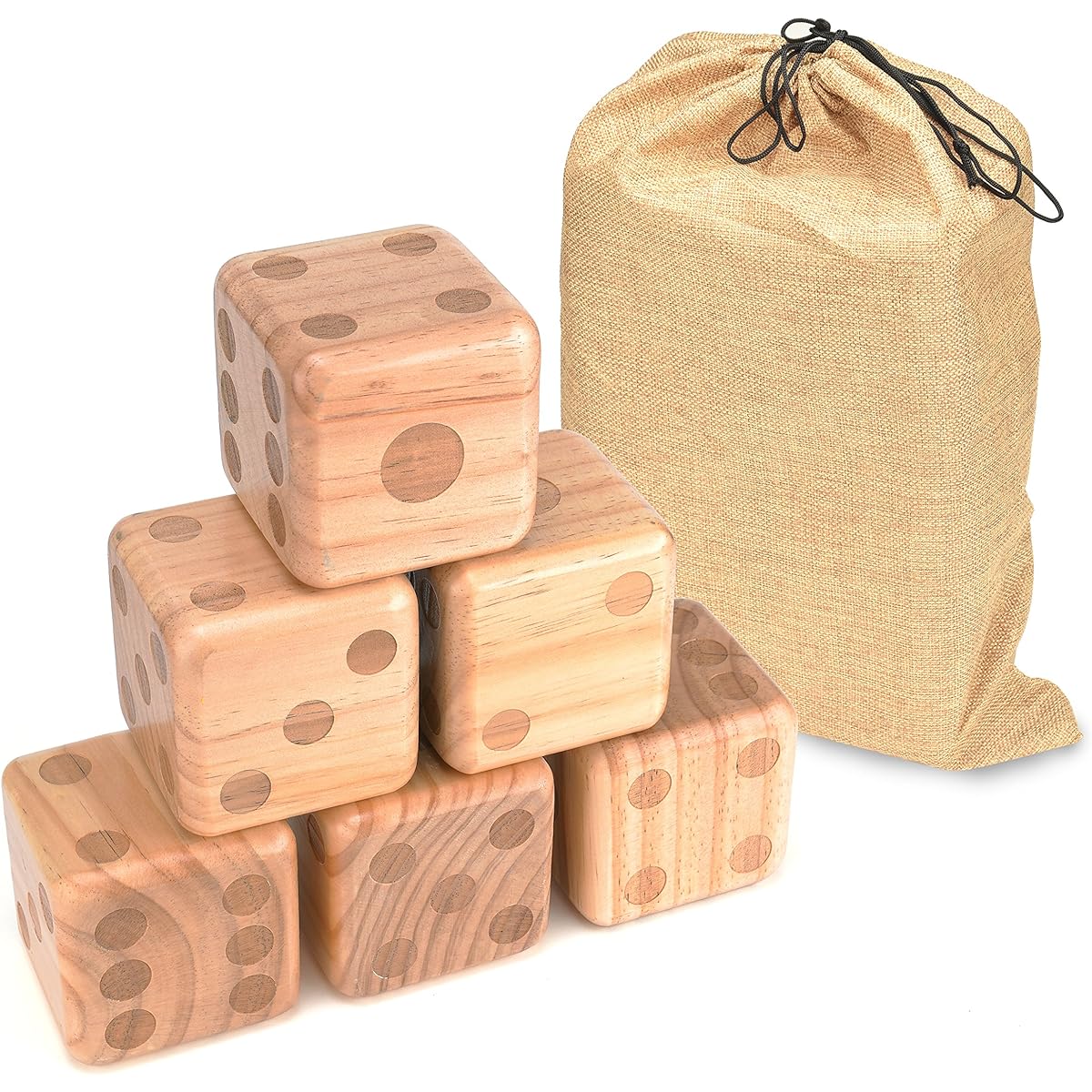 Trademark Innovations Large Wooden Garden Dice with Carry Bag, 3.5 Inch