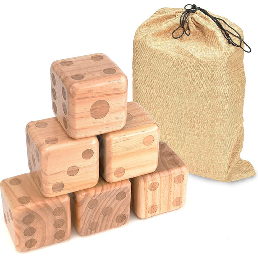 Trademark Innovations Large Wooden Garden Dice with Carry Bag, 3.5 Inch