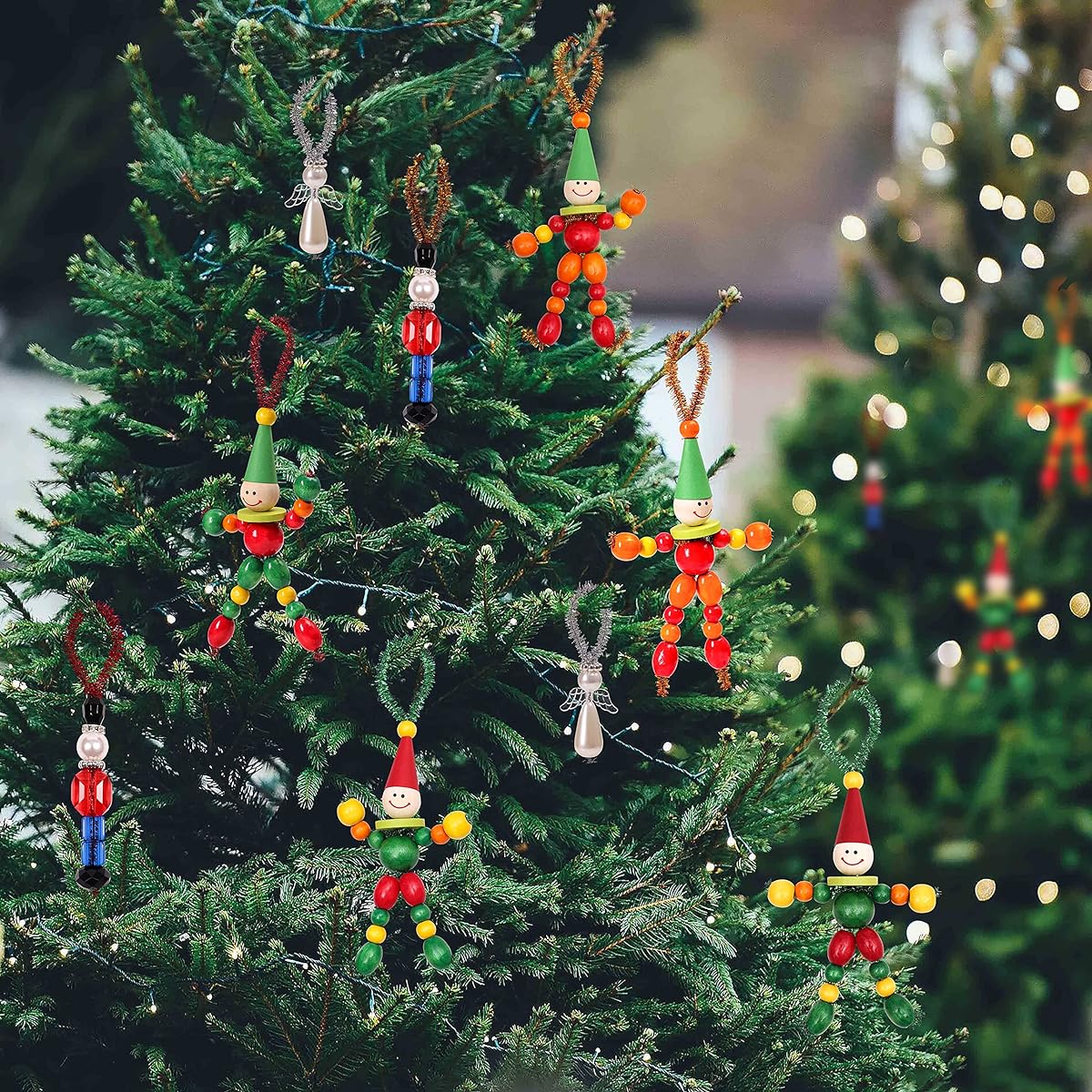 Tieshankao 16PCS Christmas Crafts for Kids - DIY Beaded Ornaments Kit Including Nutcracker, Angel, Elf, Tree - Christmas Holiday Toys Gifts Stocking Stuffers Ornaments Party Decorations Supplies (Assembly Required)