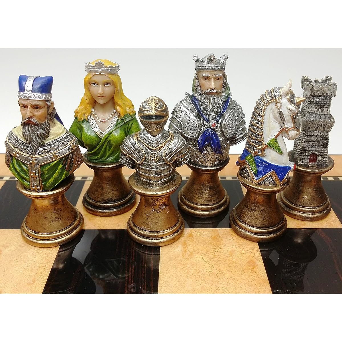 Medieval Times Crusades RED & Green Busts Set of Chess Men Pieces Hand Painted