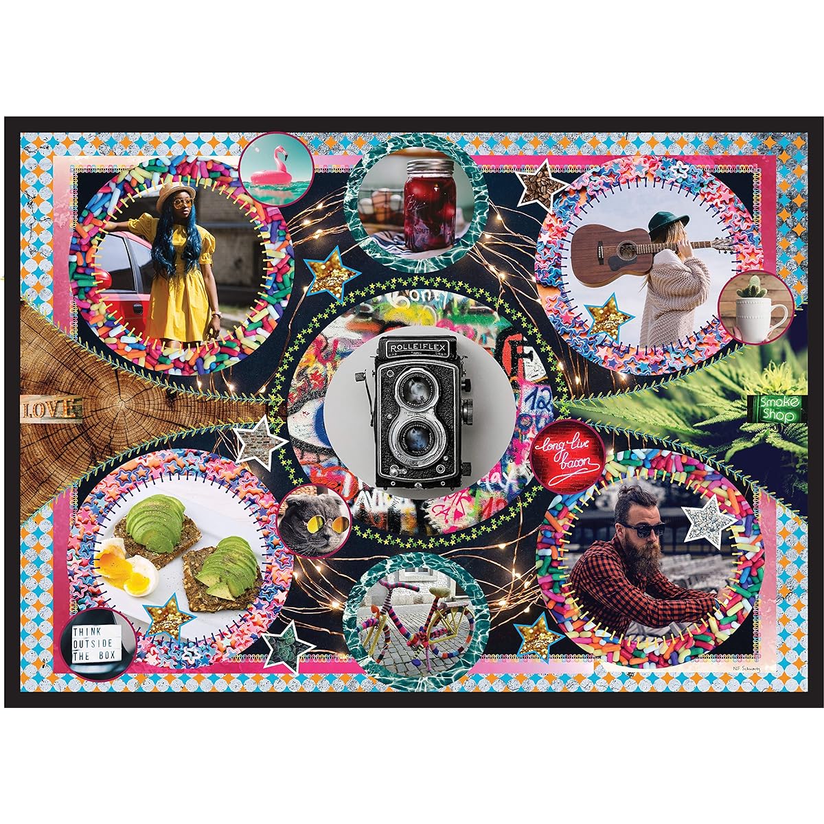 Hipster Collection 1000 Piece Jigsaw Puzzle for Adults - Glossy & Colorful - Perfect Ironic Millennial Gift