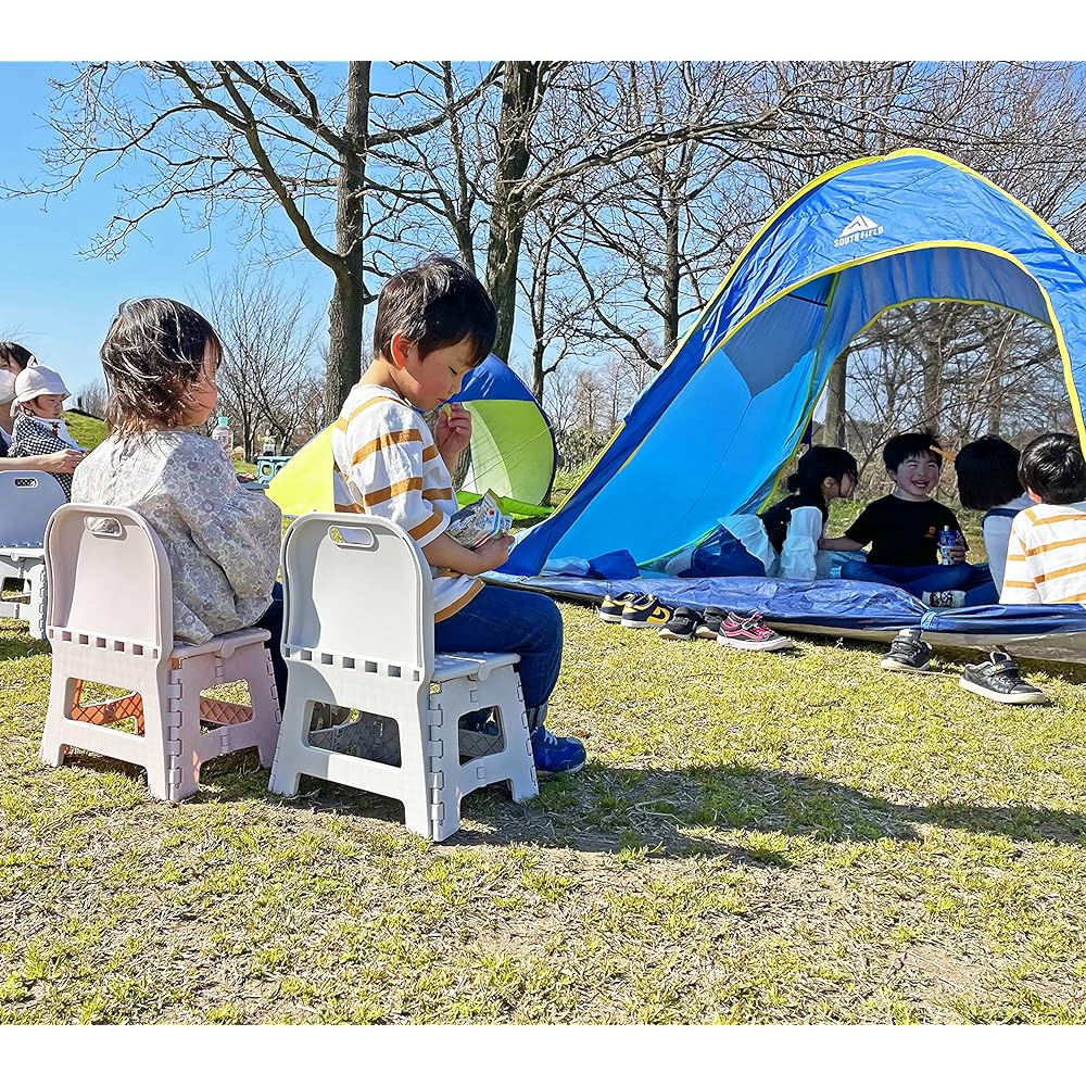 ILC [Set of 2] LUGS Compact Chair with Backrest for Outdoor/Picnic/Cherry Blossom Viewing/BBQ/Children Gray W32 x D25 x H42.5cm (when used) W32 x D6.5 x H42.5cm (when folded)