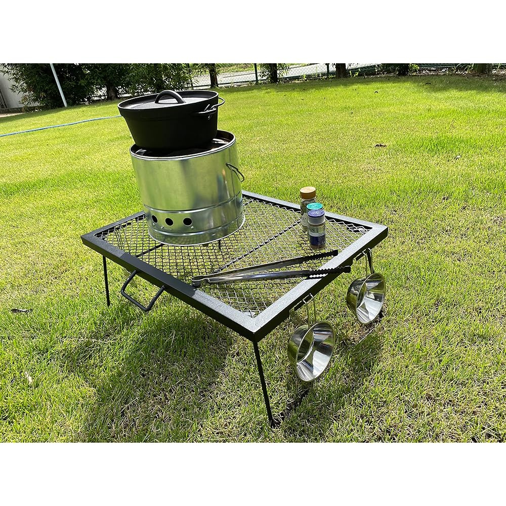 Onoe Seisakusho (ONOE) Multi Stand MII MS-4560-II [Suitable for tables around a bonfire, use with legs spread out, black, assembly 600 x 500 x 270 mm, camping table, outdoor table]