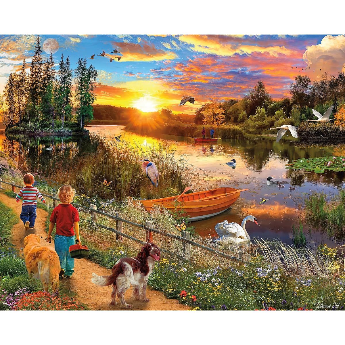 Ceaco - David McLean - River Sunset - 1000 Jumbo Piece Jigsaw Puzzle