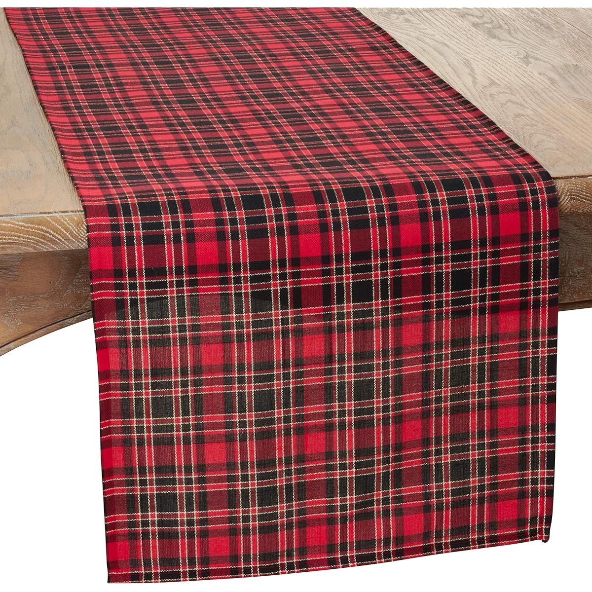 Fennco Styles Highland Holiday Red & Black Checkered Design Tablecloth 16"x72" Table Runner Red B00Q5XGFVO