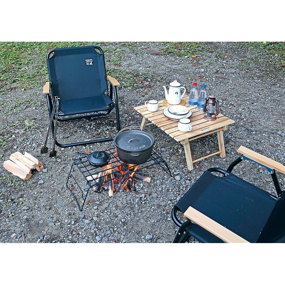 CAPTAIN STAG Camping Barbecue 2way Bonfire Trivet Wide Net [Compatible with Bonfire Stand, Stove, and Grill] Removable Legs Black UG-3260