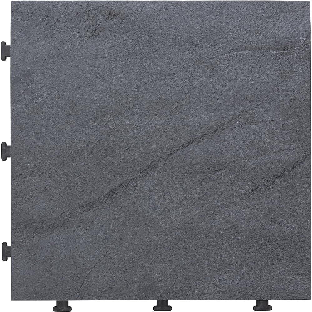 Takasho Just Lay Tiles Natural Stone Black Set of 9 Approx. W30 x D30 x H2.8cm
