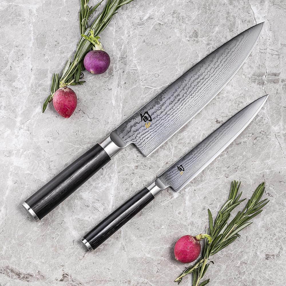 Kai Brand Shun Classic 2 Piece Set Chef's Knife Utility Set Made in Japan Stainless Steel Shun Knife Knife Set