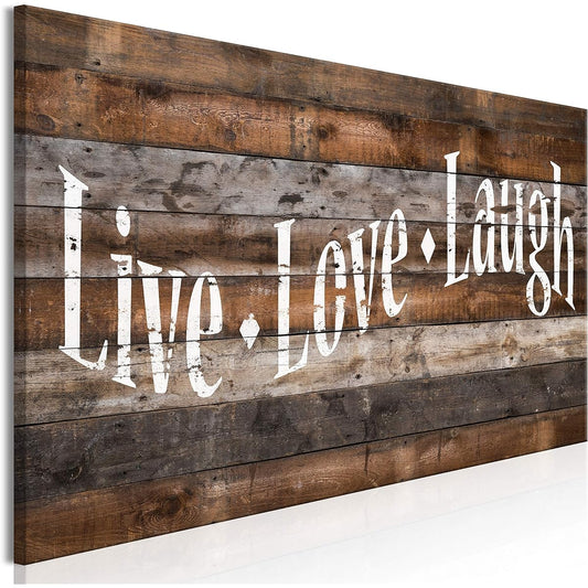 artgeist Acoustic Canvas Wall Art Prints for Home 47x16inch - 1 Piece Photo Acoustic Foam Sound Print Artwork for Room Acoustic Soundproofing - Live Love Laugh House Faux Wood m-A-0961-b-a