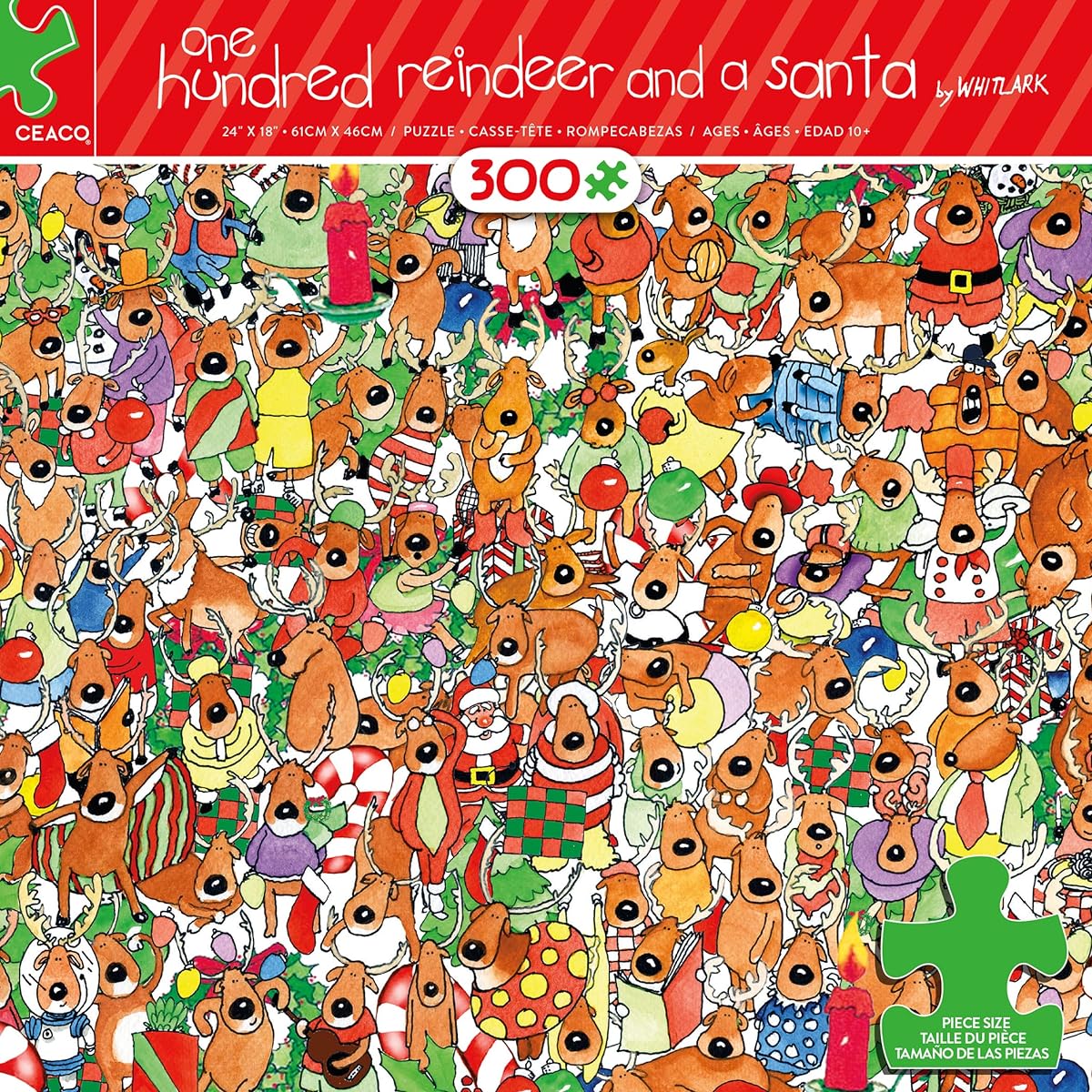 Ceaco - Holiday - Reindeer and Santa - 300 Piece Jigsaw Puzzle