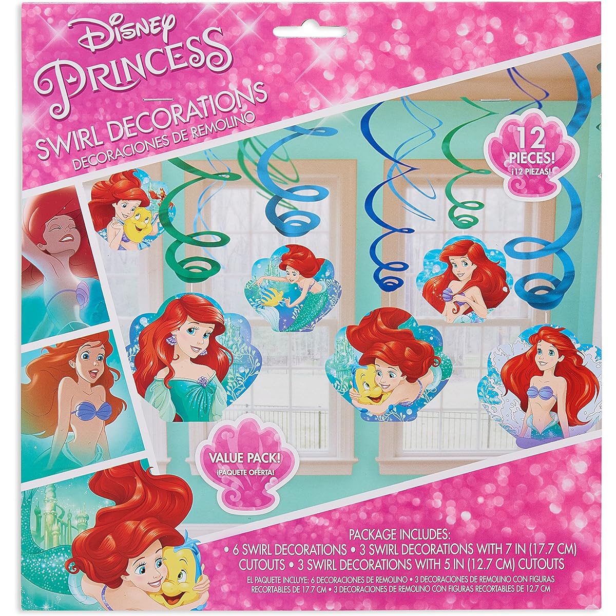 Amscan 670541 Swirl Value Pack Disney Ariel's Dream Big Collection Party Accessories 7"